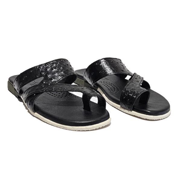 Trendy black slide sandals
