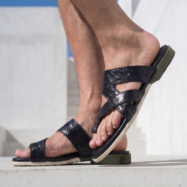 Trendy black slide sandals