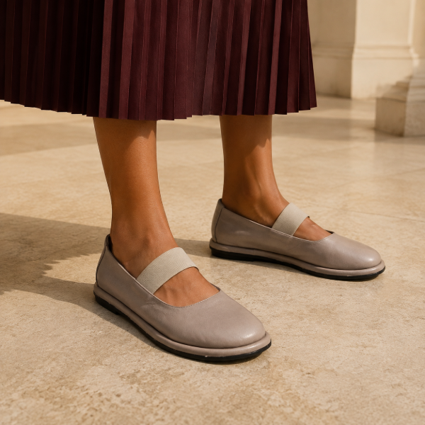 Light Grey Mary-Jane Ballerina