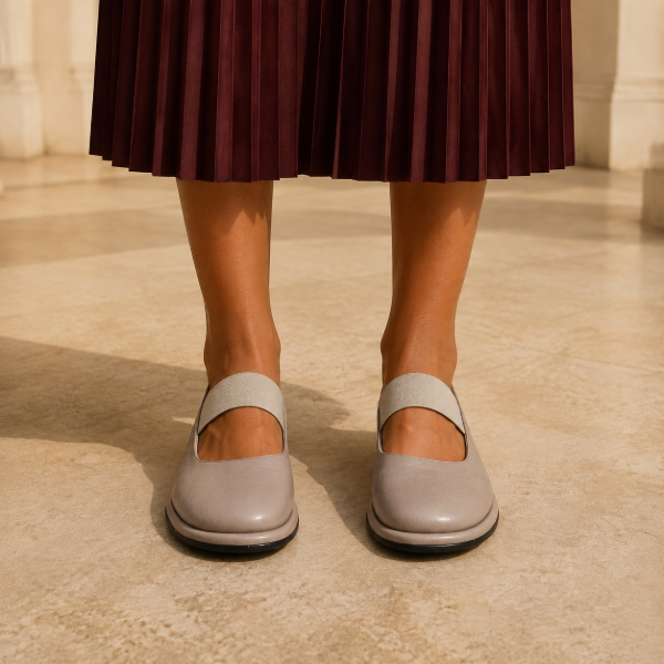 Light Grey Mary-Jane Ballerina