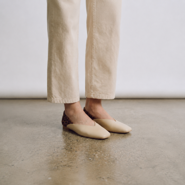 square toe beige ballerina