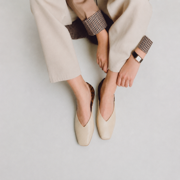 square toe beige ballerina