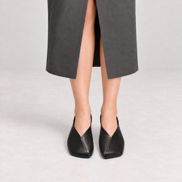 Modern chic premium leather low heel slingback