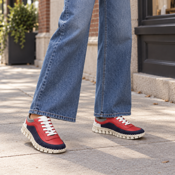 Fashion sneakers in red & navy