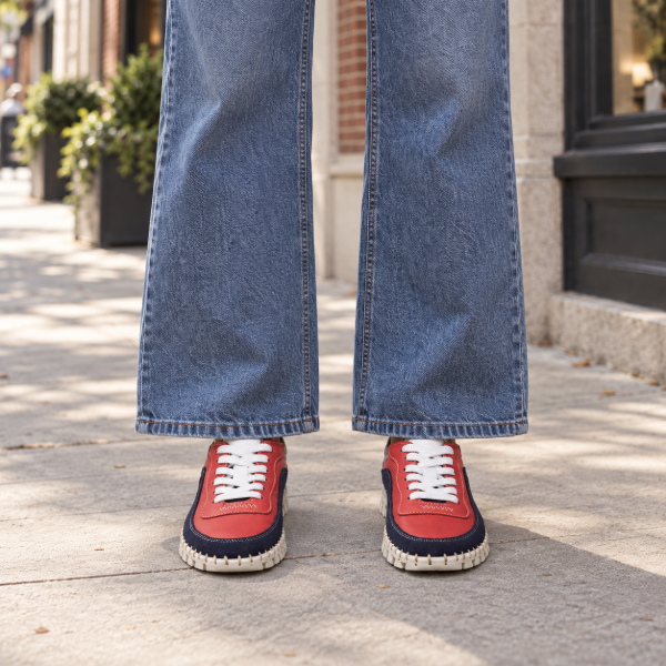 Fashion sneakers in red & navy