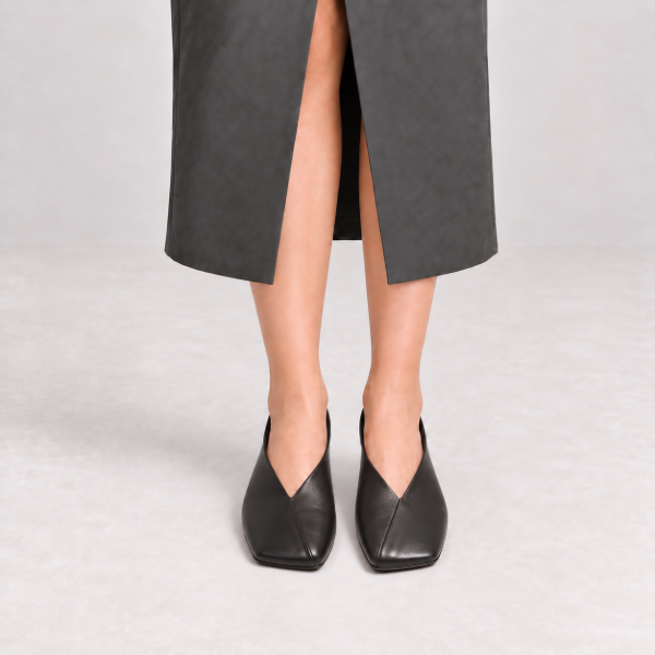 Modern chic premium leather low heel slingback