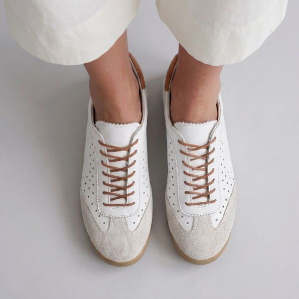 white goatskin sneakers