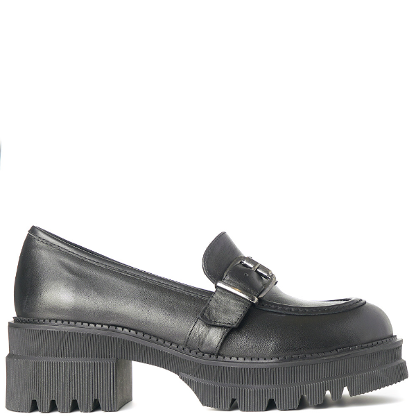 Black Platform Buckle Loafer