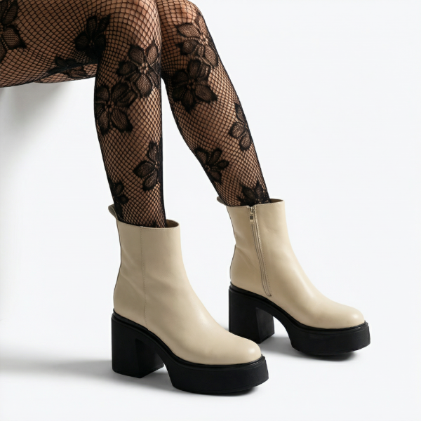 Lightweight off-white platform ankle boots