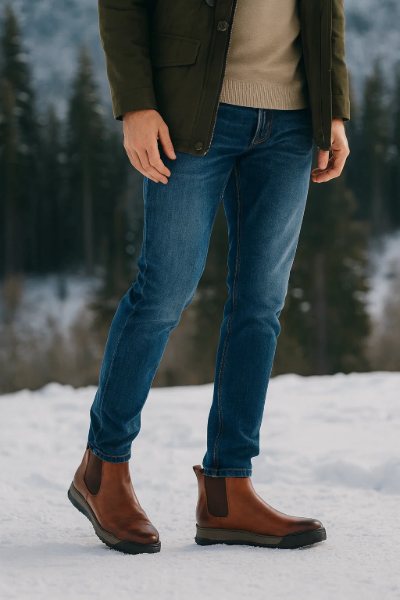 Tan Chelsea Boots with wool lining
