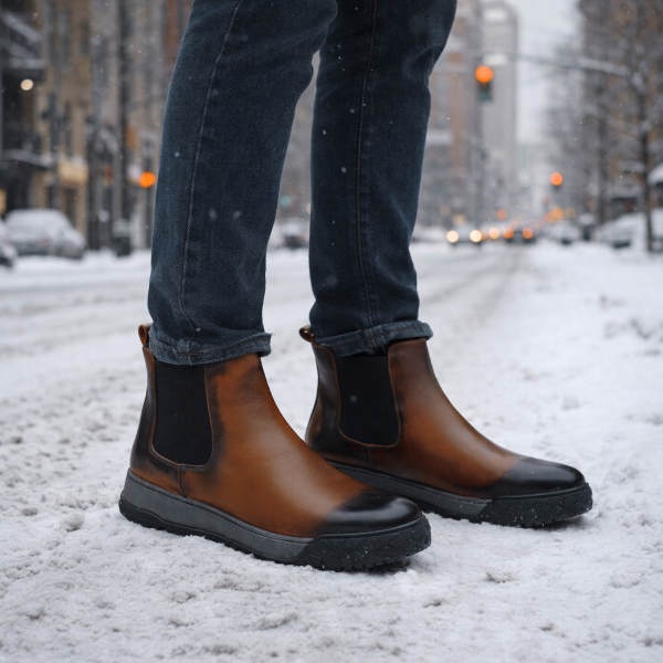 Tan Chelsea Boots with wool lining