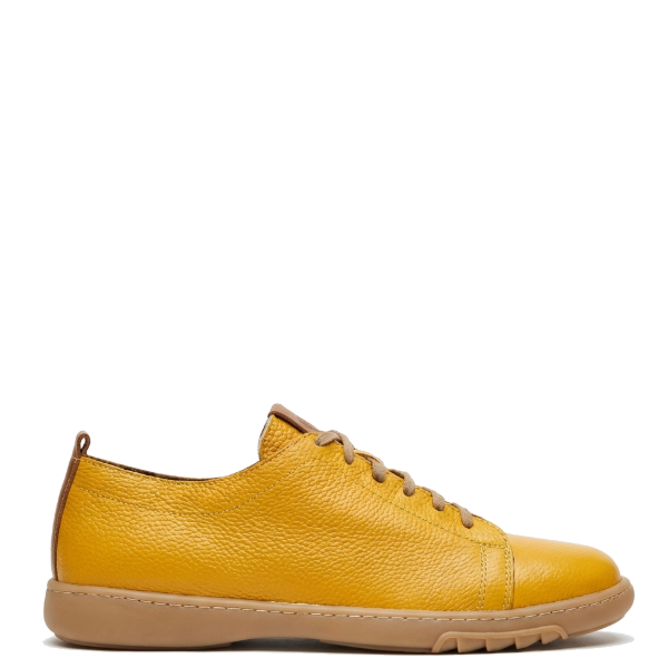 lightweight & flexible full grain leather sneakers in yellow color