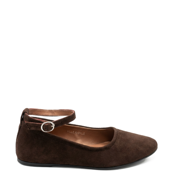 Dark brown suede flat ballet