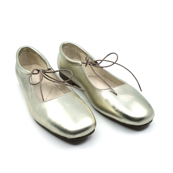 Gold leather ballet flats