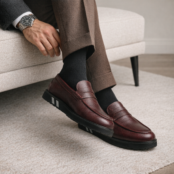 Burgundy Full Grain Leather Loafers