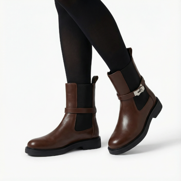 Coffee color & slightly above ankle Chelsea boots