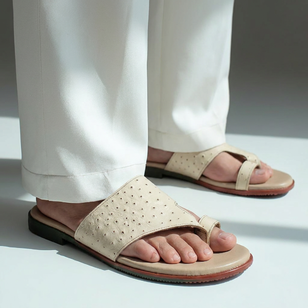Trendy thong sandals in genuine leather
