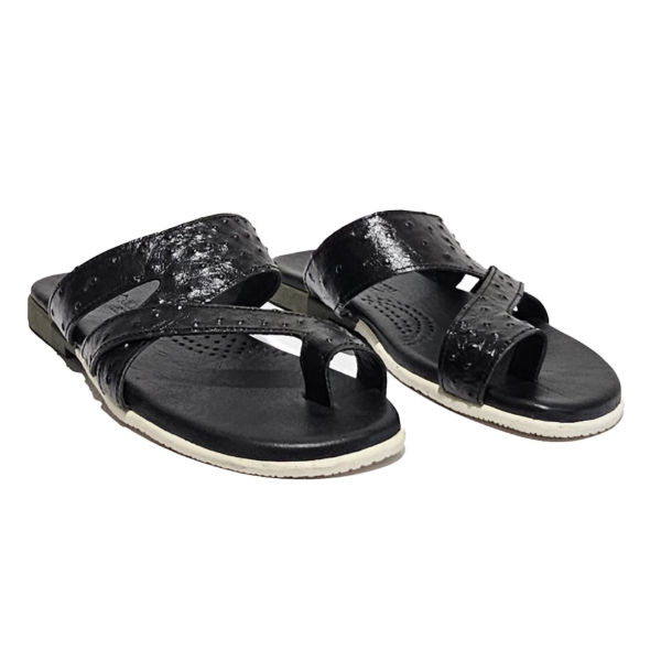 Trendy black slide sandals