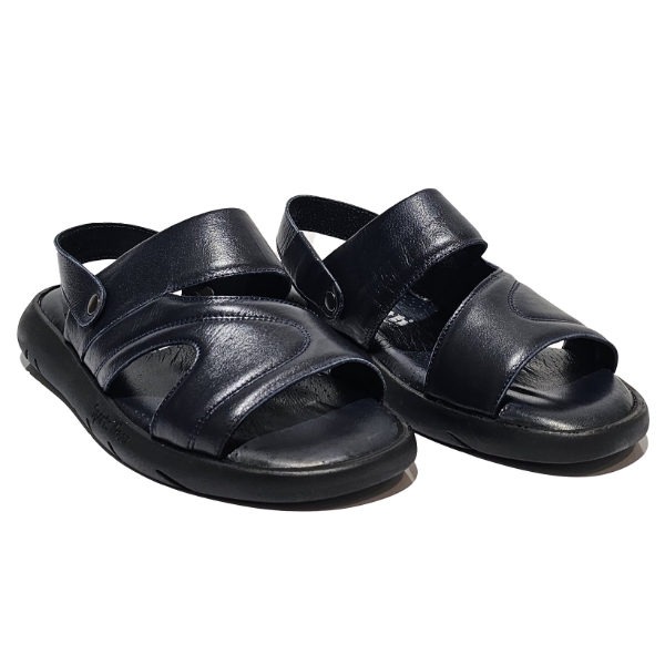 Navy blue comfortable sandals in calfskin