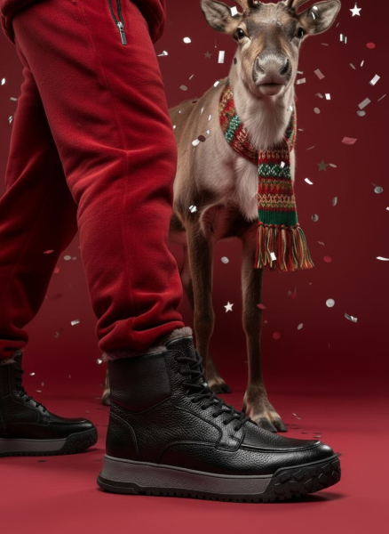 Wool lined winter boots in black color